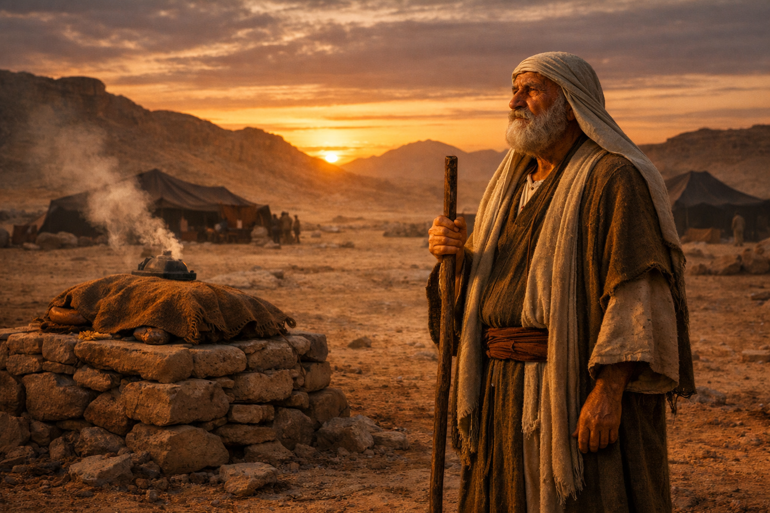 Abraão preparando a cerimônia de aliança em Gênesis 15