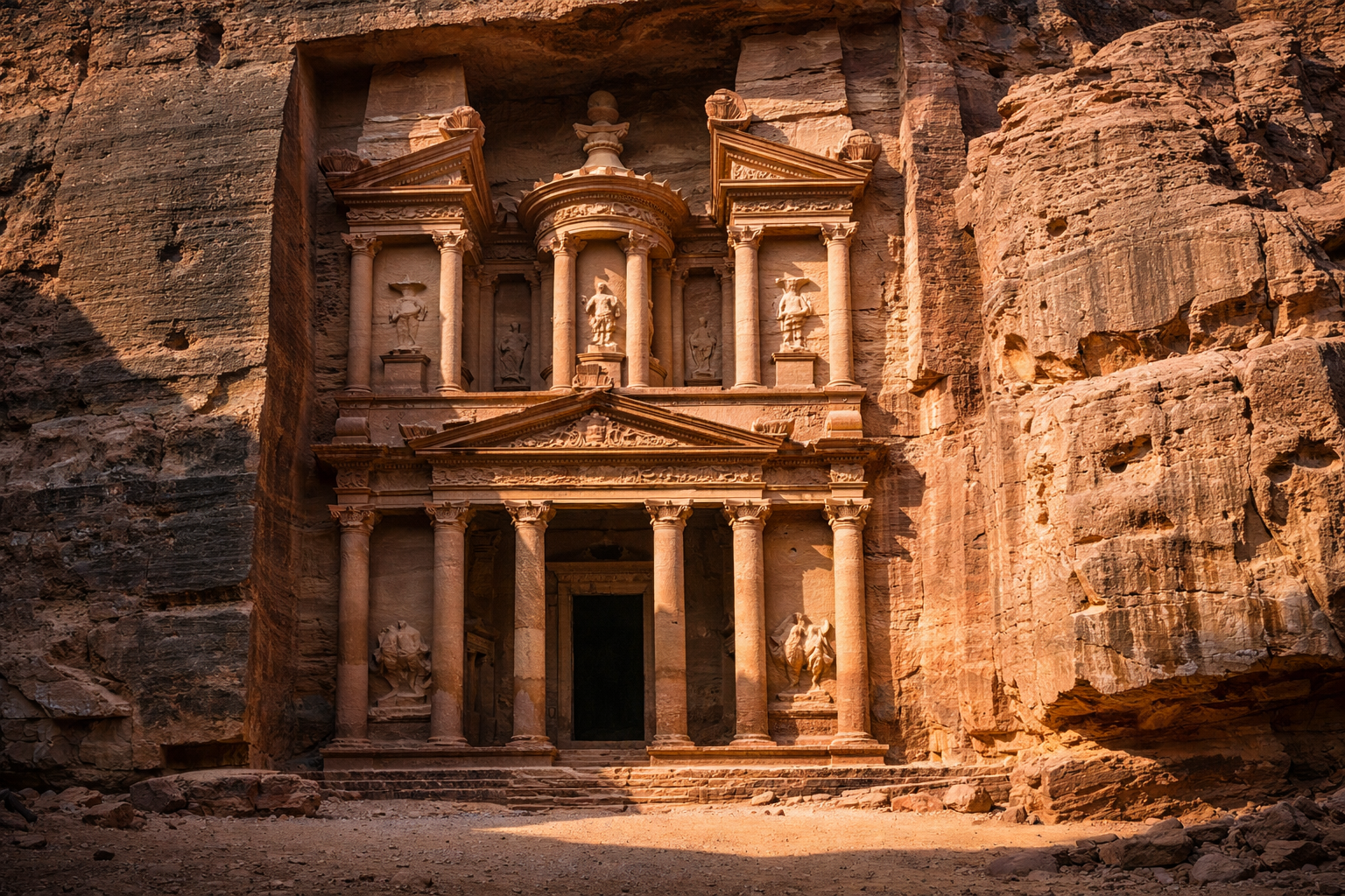 Petra, capital do Império Nabateu, O Tesouro Al-Khazneh esculpido na rocha, Jordânia — Patrimônio Mundial da UNESCO, descendentes de Ismael